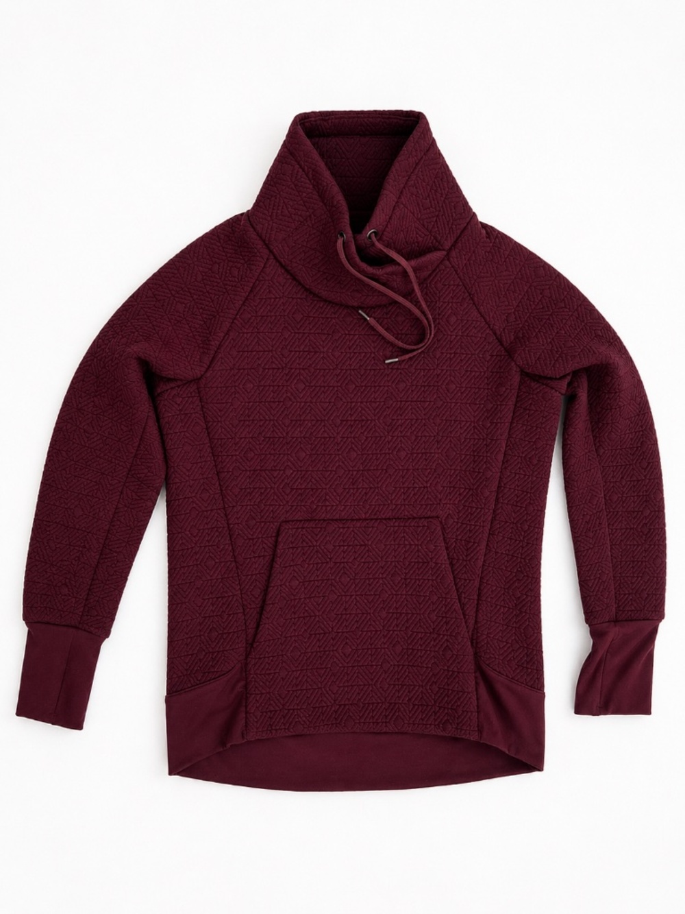 Athleta Burgundy Quilted Cowl Neck Hoodie